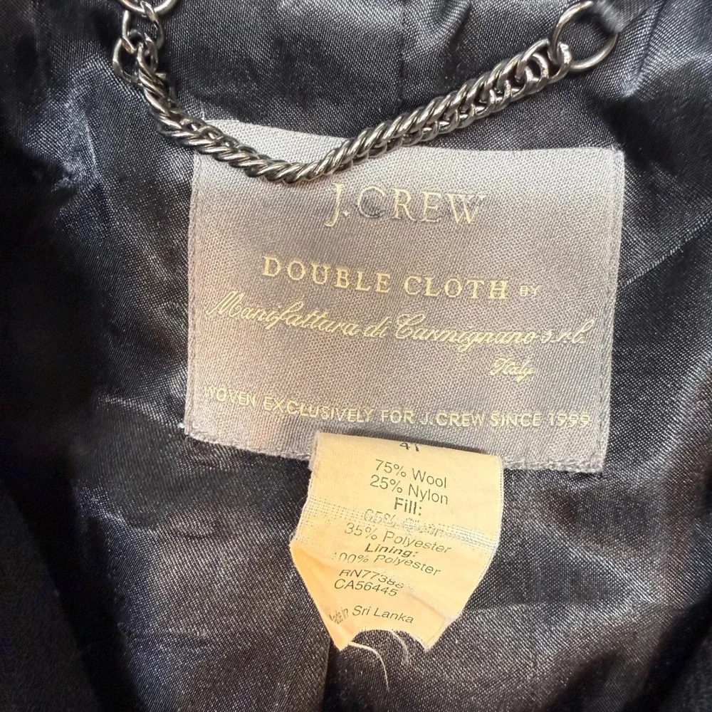 J.Crew Lady Day Double Cloth Coat 4 Tall Black Italian Wool Thinsulate Insulated